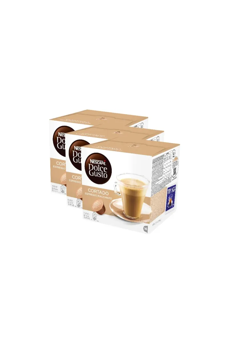 Set of 3 x Coffee capsules, Nescafé Dolce Gusto Cortado Espresso Macchiato, 48 pcs, 302.4 g