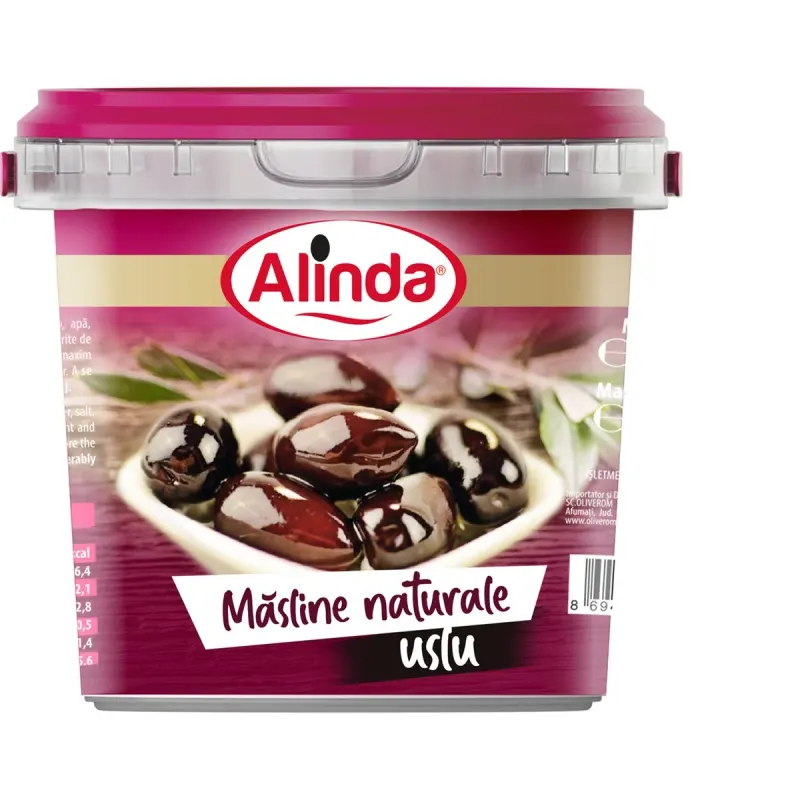 Alinda Masline Naturale Uslu in Saramura Calibrul 280 - 320 700 g