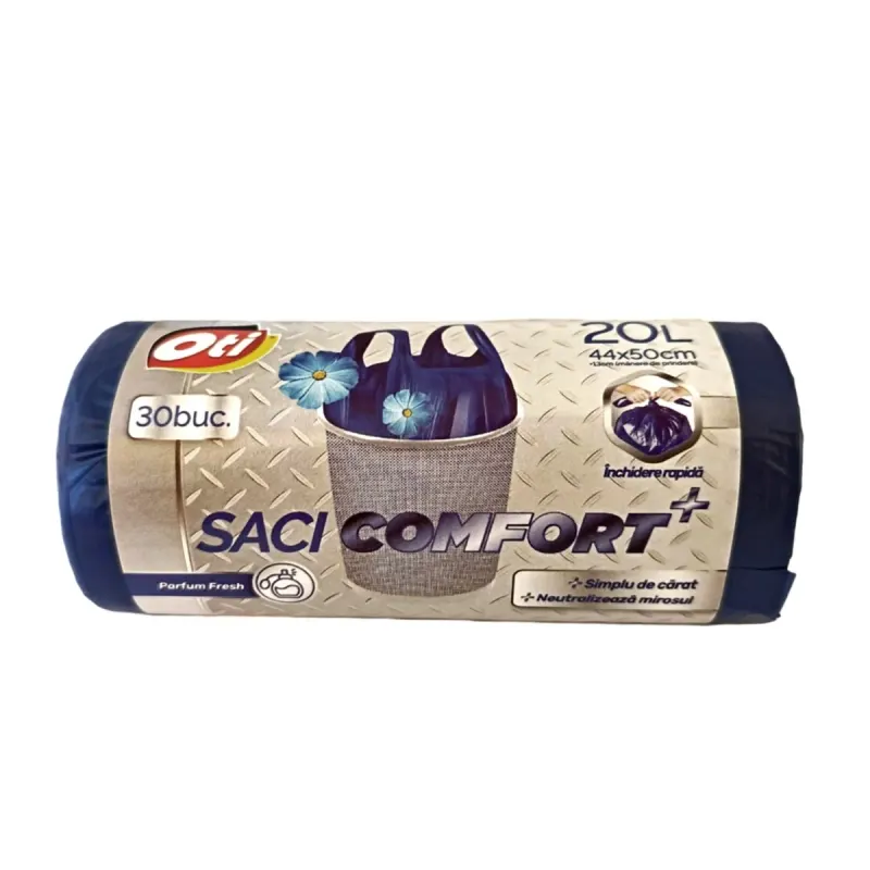 Oti Comfort+ 20 Saci Menajeri cu Manere Parfumati 20 L