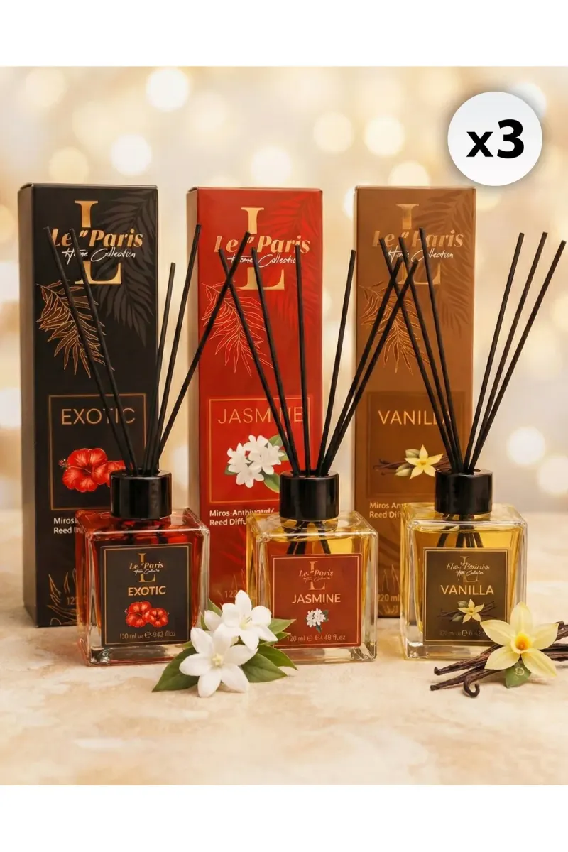 Room Freshener with Sticks 120ml x3 - Exotic - Jasmine - Vanilla