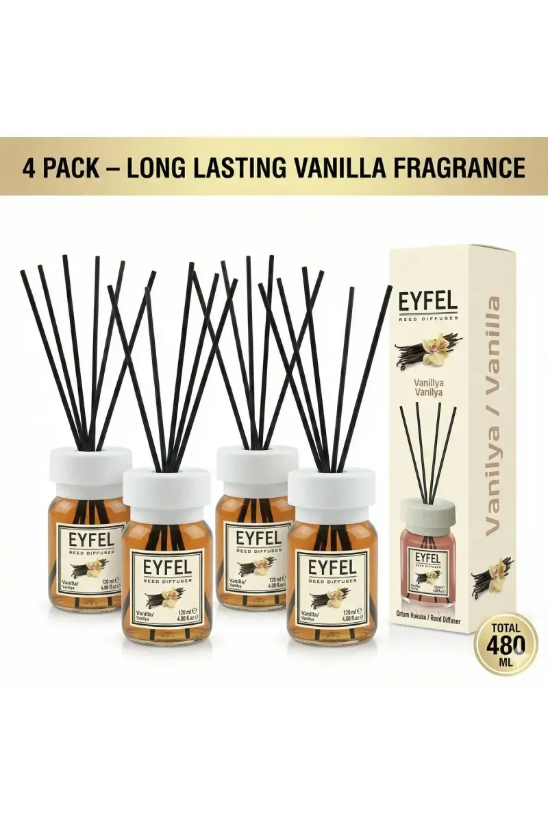 Room Freshener with Sticks, Vanilla, 120ml x4