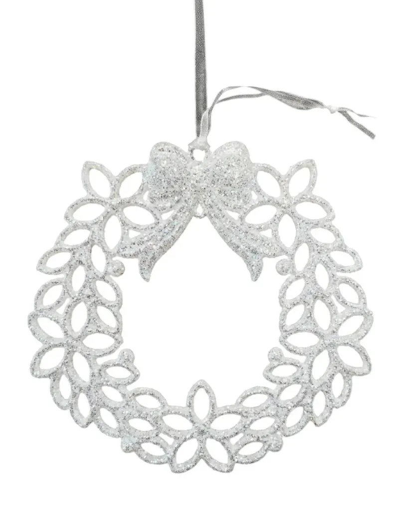 Decoratiune Coronita cu Glitter Alb 12,5 x 12 x 1,5 cm