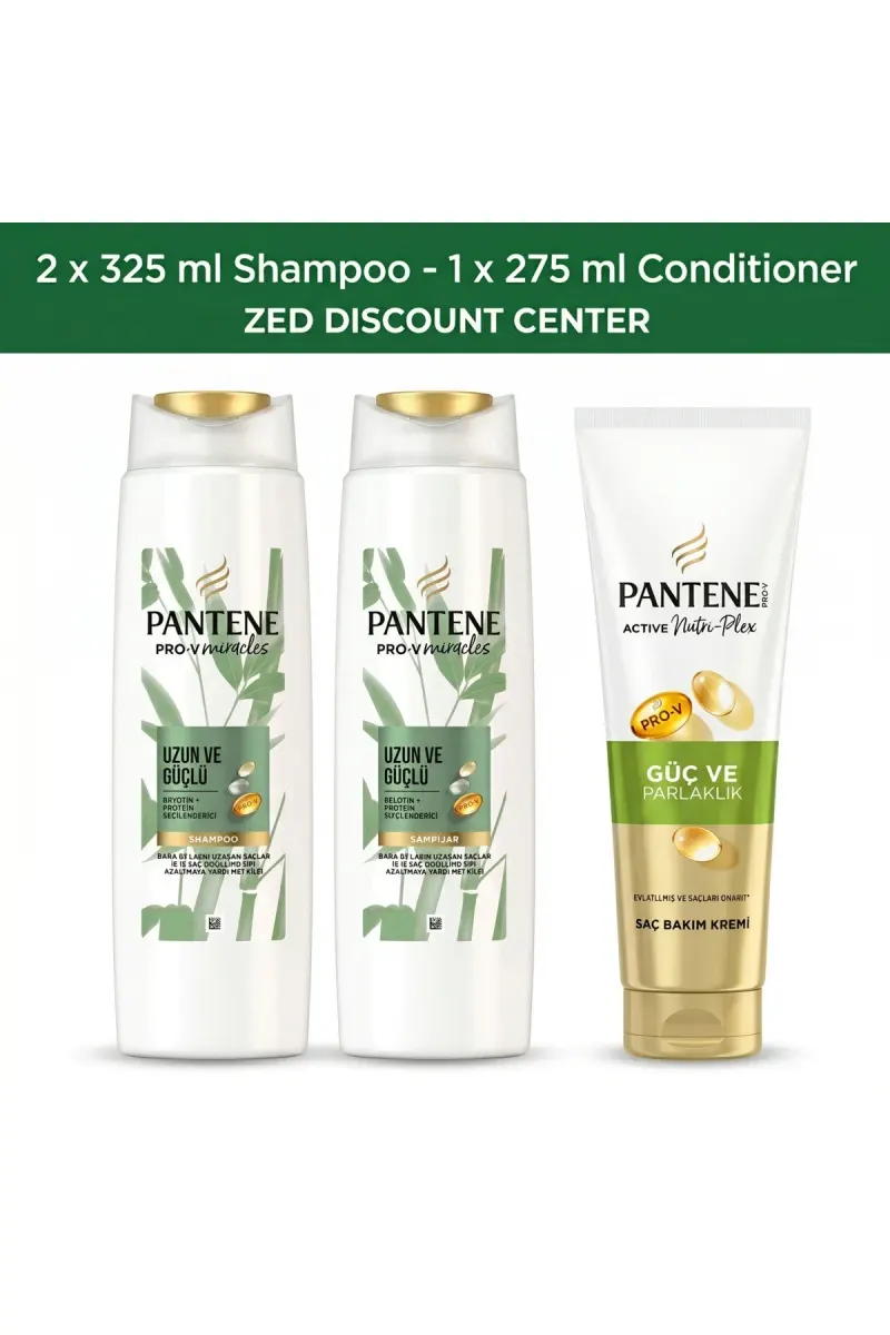 Hair Care Set : Pro-V Miracles Long and Strong Shampoo 325ml. x2 and Active Nutri-Plex Strength and Shine Hair Conditioner 275ml.
