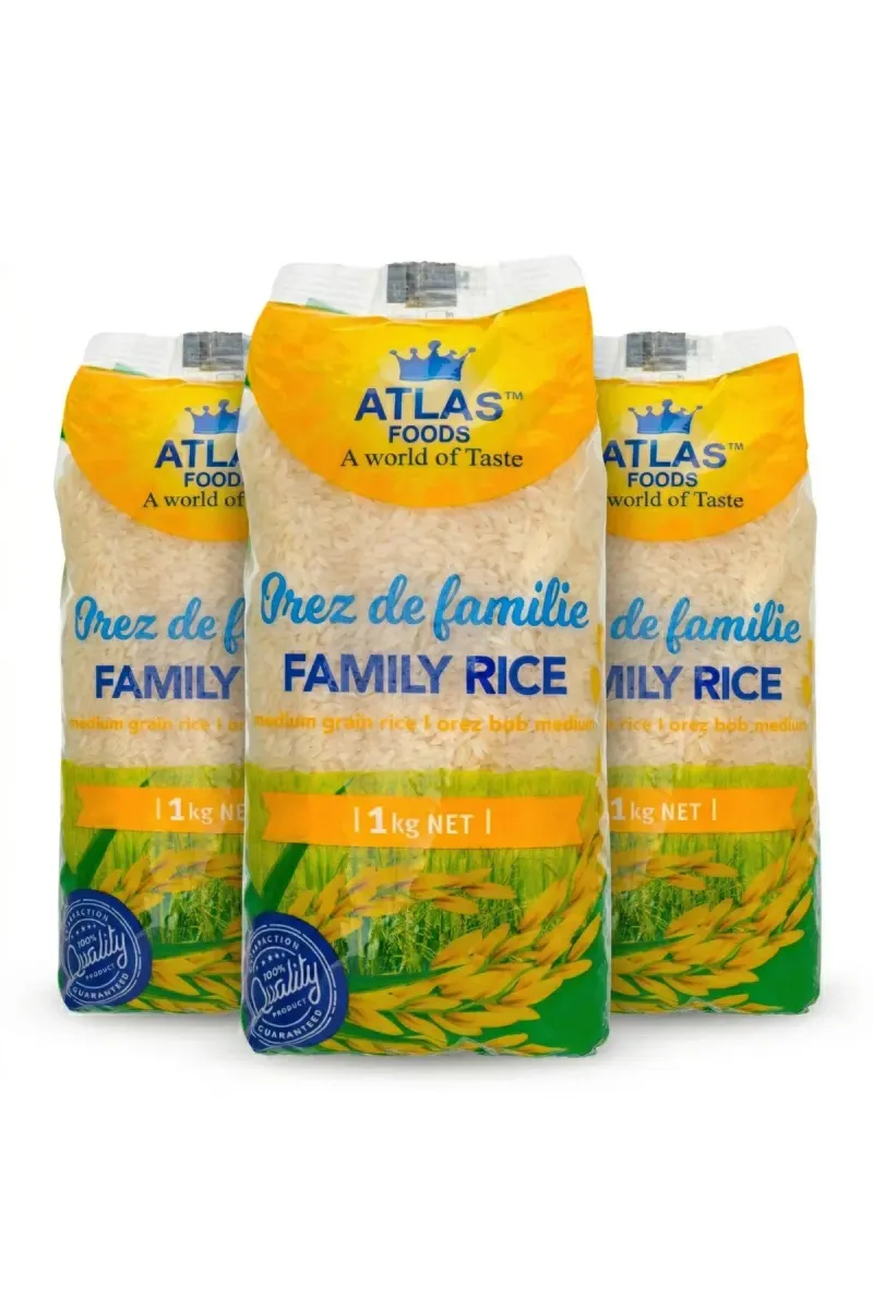 Family Rice 3x1kg – Medium Grain Rice, Value Pack, Premium Quality