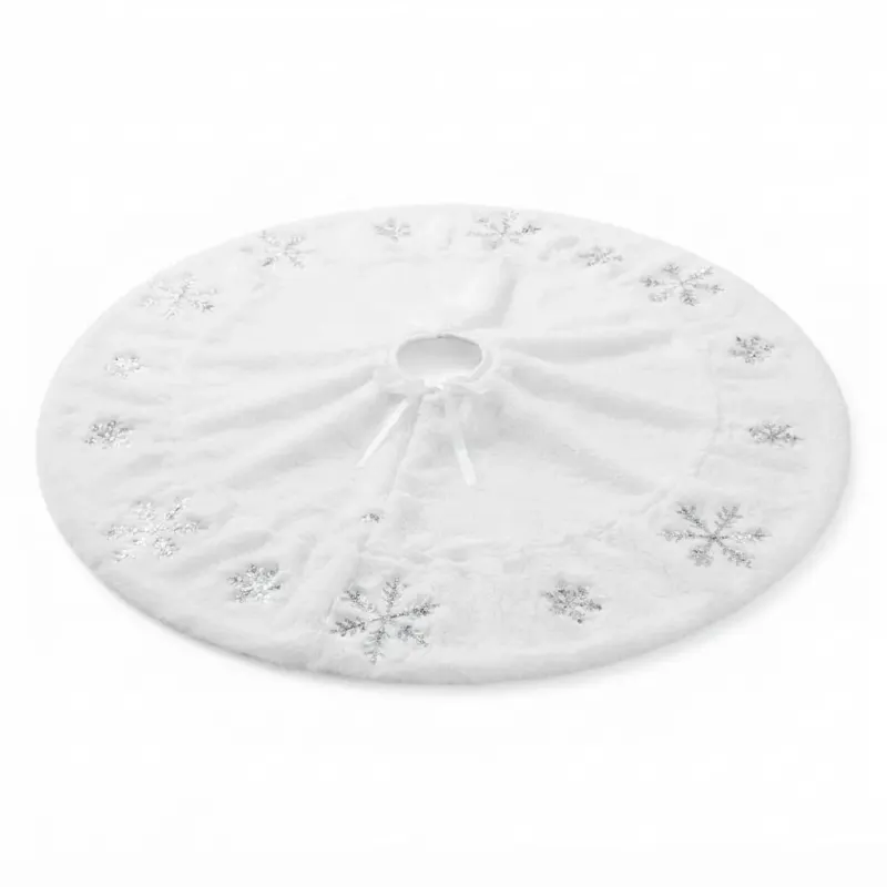 Covoras Brad Alb cu Decor Fulgi 90 cm