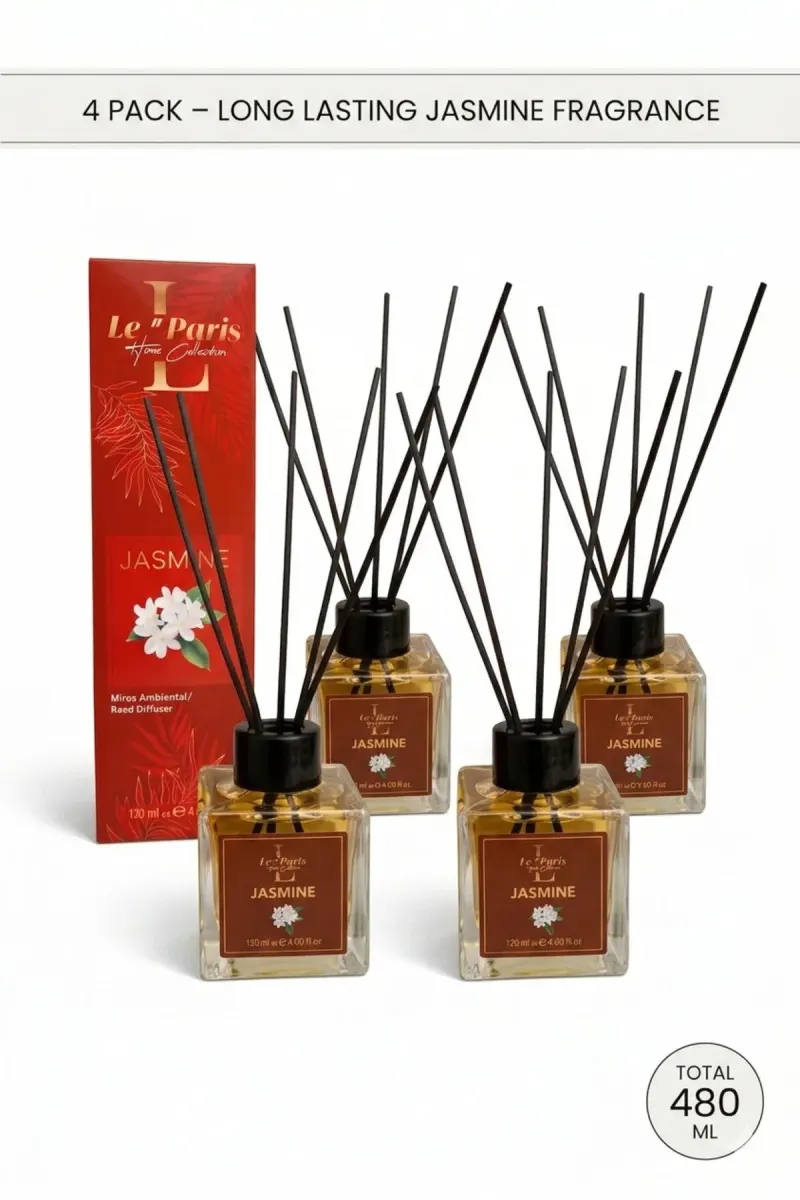 Premium Reed Diffuser 4x120ml, Long-Lasting Scent - Jasmine