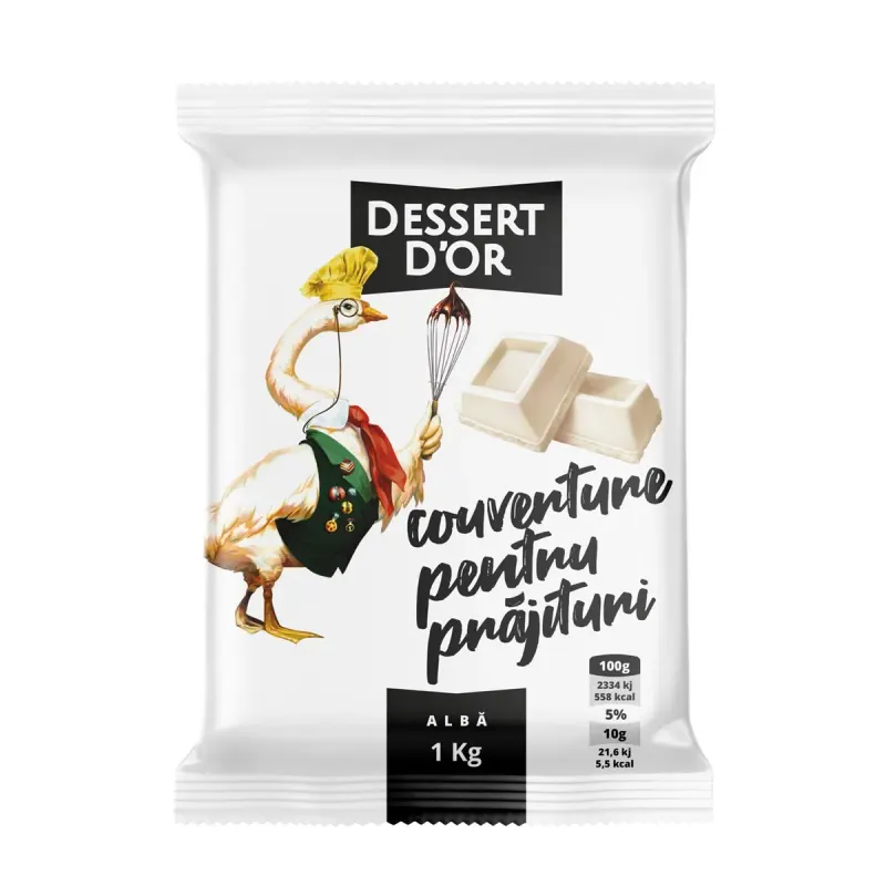 DESSERT D'OR Cuvertura Alba pentru Prajituri 1 Kg