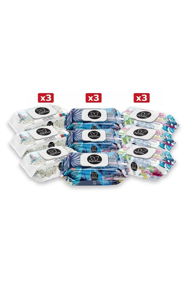 9-Pack Mixed Value Pack - 9 x 120 Sheets Wet Wipes