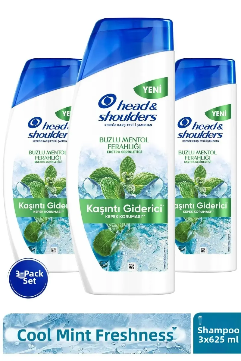 Buzlu Mentol Ferahlığı Kaşıntı Giderici ve Serinlik Hissi Şampuan 625 ml x 3