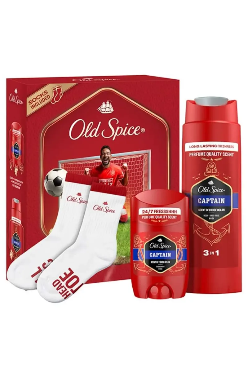 Footballer gift set: Captain deodorant stick 50 ml + Captain shower gel 250 ml + socks