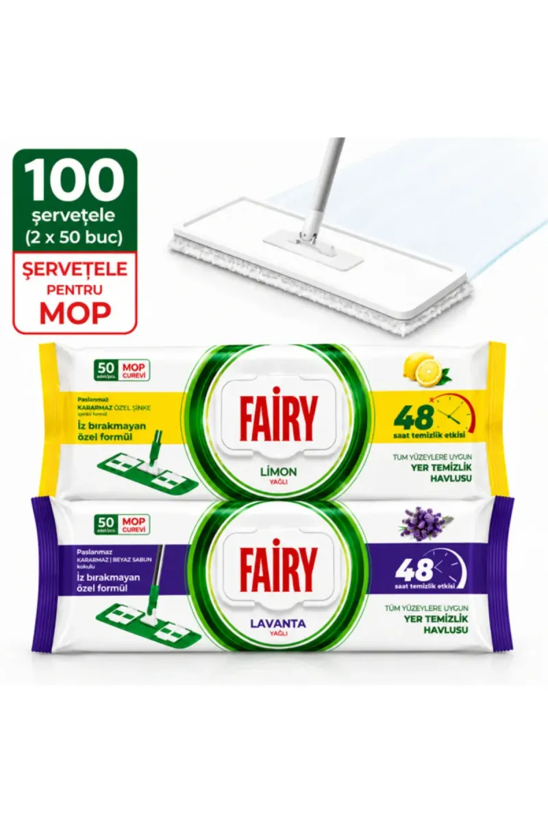Fairy Floor Wet Wipes Top Bottom Set , Top Bottom Set of 100, Compatible with Flat Mops for Wipes