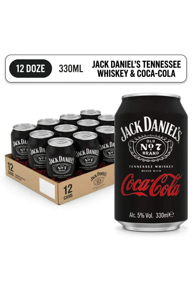 Jack Daniel's & Ready-to-Drink Cans, 5% ABV, 330ml (12 Pack)
