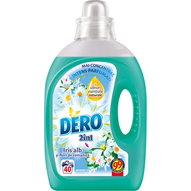 DERO 2in1 Iris Alb Detergent Automat 40 Spalari 2 L