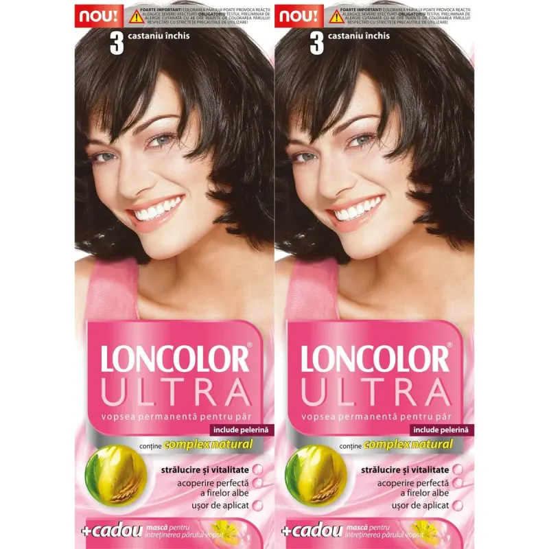 LONCOLOR ULTRA Vopsea de Par Nuanta 3 Castaniu Inchis 2 x 100 ml