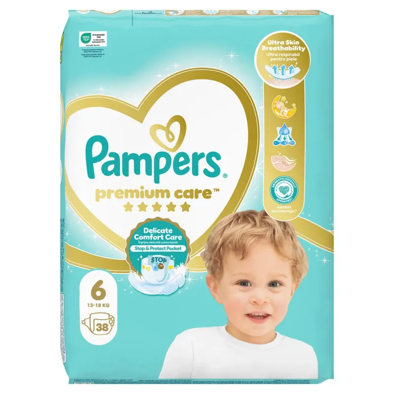 Pampers Premium Care 38 Scutece Mărimea 6 13-18kg