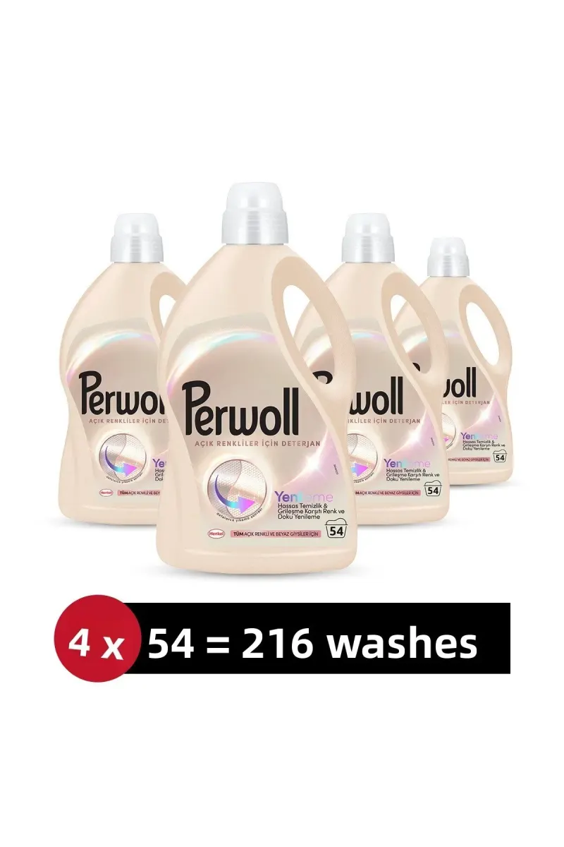 Açık Renkliler Hassas Sıvı Çamaşır Deterjanı 2.97L 4'lü set (216 Yıkama)