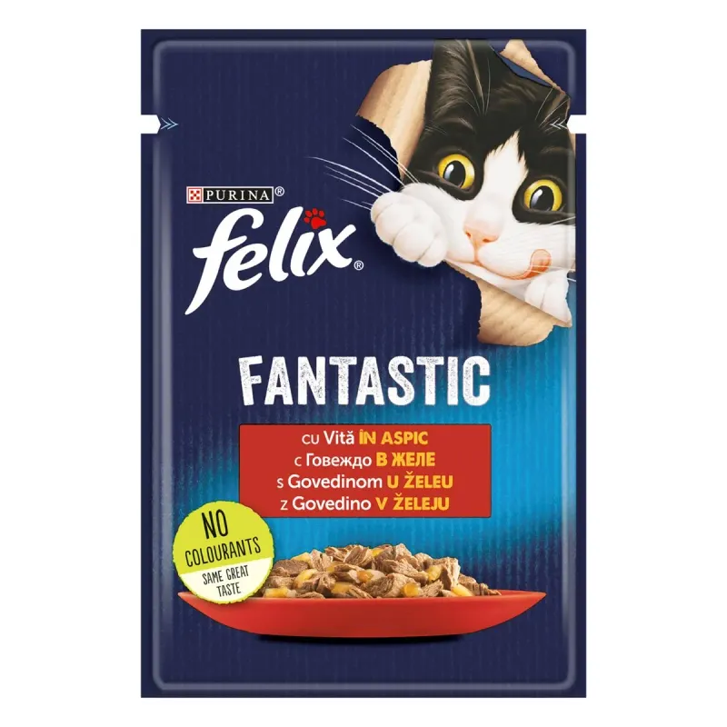 felix FANTASTIC Hrana pentru Pisici cu Vita in Aspic 85 g