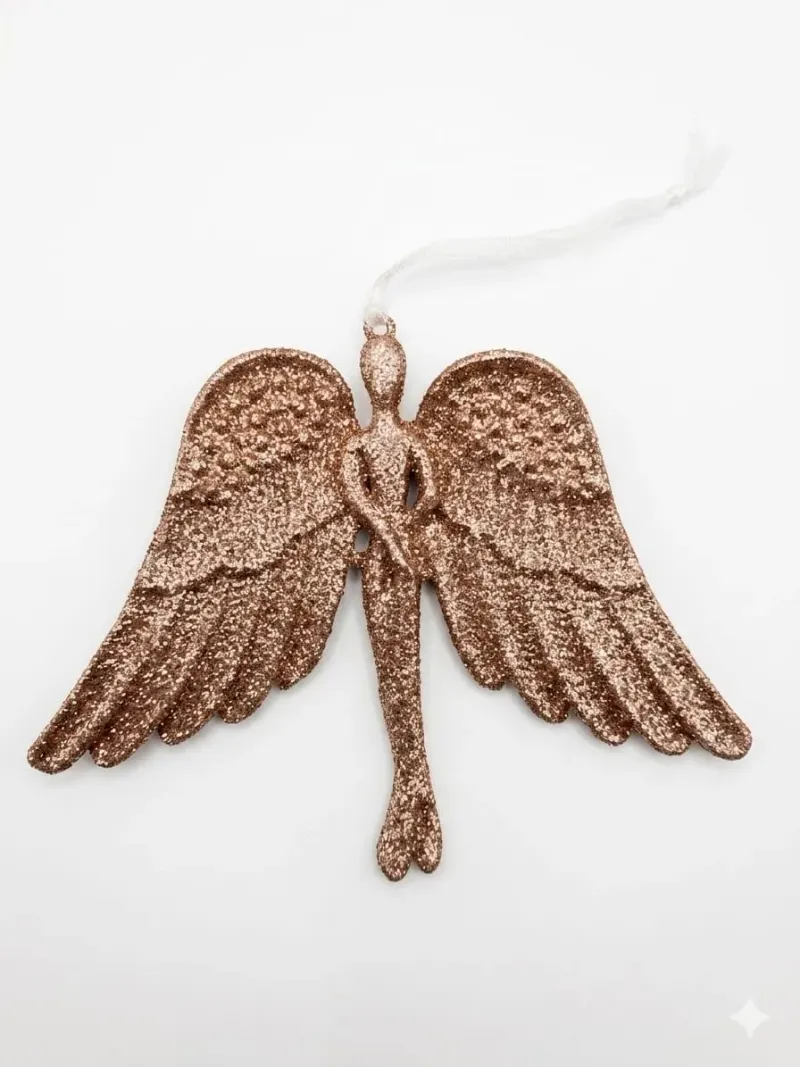 Decoratiune Ingeras cu Glitter Champain 15 x 11 x 1,5 cm
