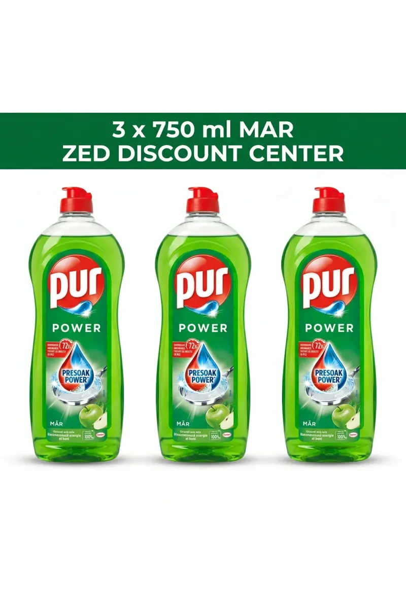 Pur Power Apple Dishwashing Detergent, 3x 750ml