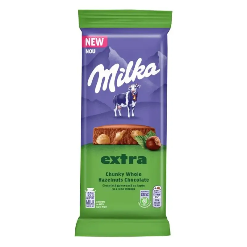 milka Ciocolata Lapte si Alune Intregi 190 g