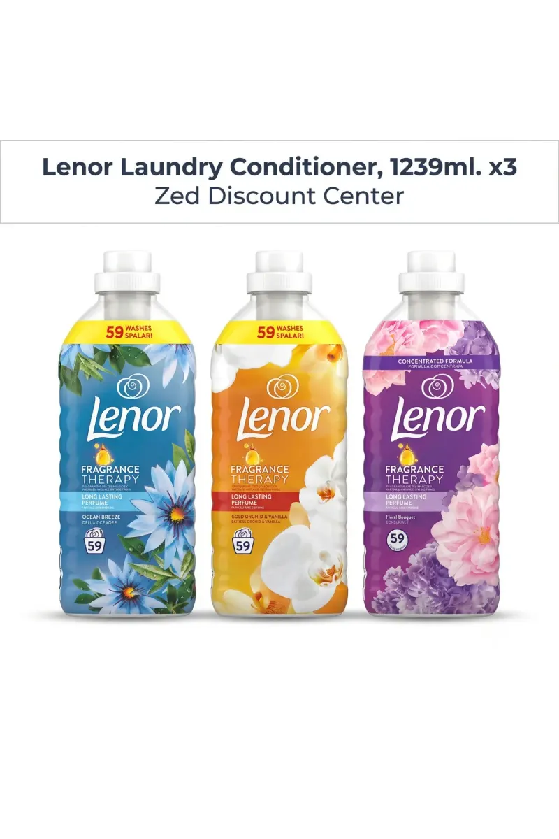 Laundry Conditioner, 1239ml. x3 Pack (1xOcean Breeze and 1xGold Orchid-Vanilla 1xFloral Bouquet)