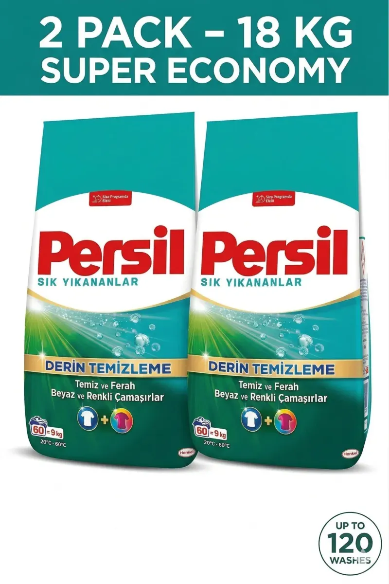 Deep Clean Laundry Detergent Powder 2 x 9 KG (18 KG Total) - Up to 120 Washes