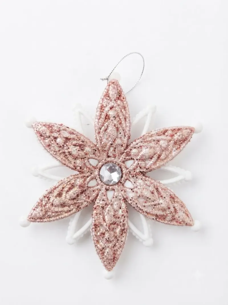 Decoratiune Floare Gliterata 13,5 cm