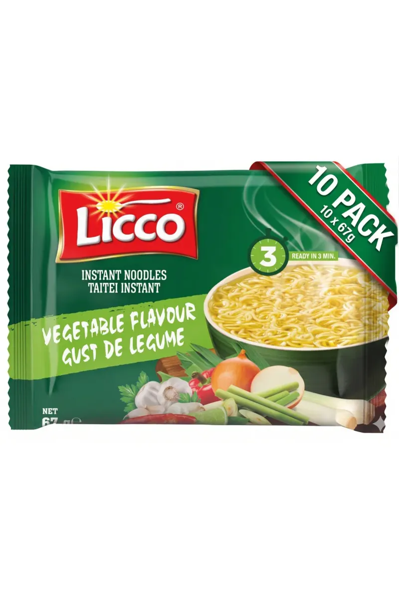 Licco Instant Noodles Vegetable 10 Pack (10x67g) Quick Meal Ready in 3 Minutes