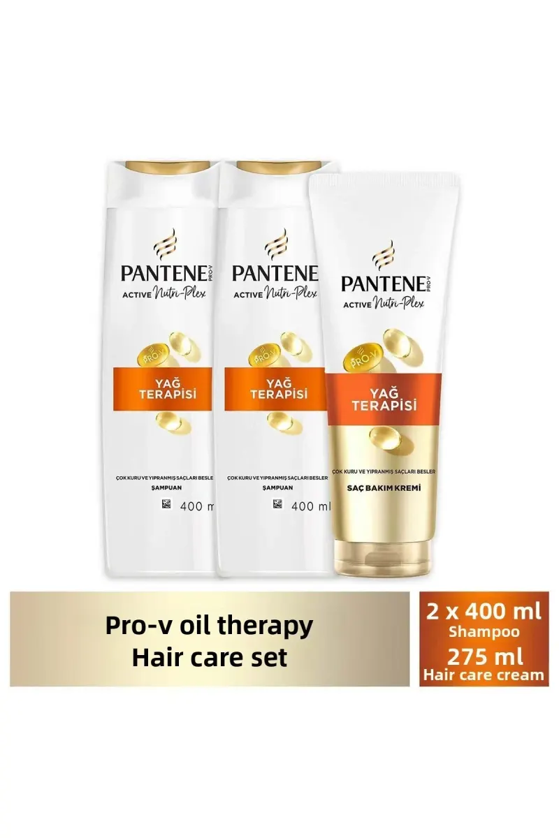 Care Set for Dry Damaged Hair, Oil Therapy Shampoo 400ml X 2 Pieces and Conditioner 275ml