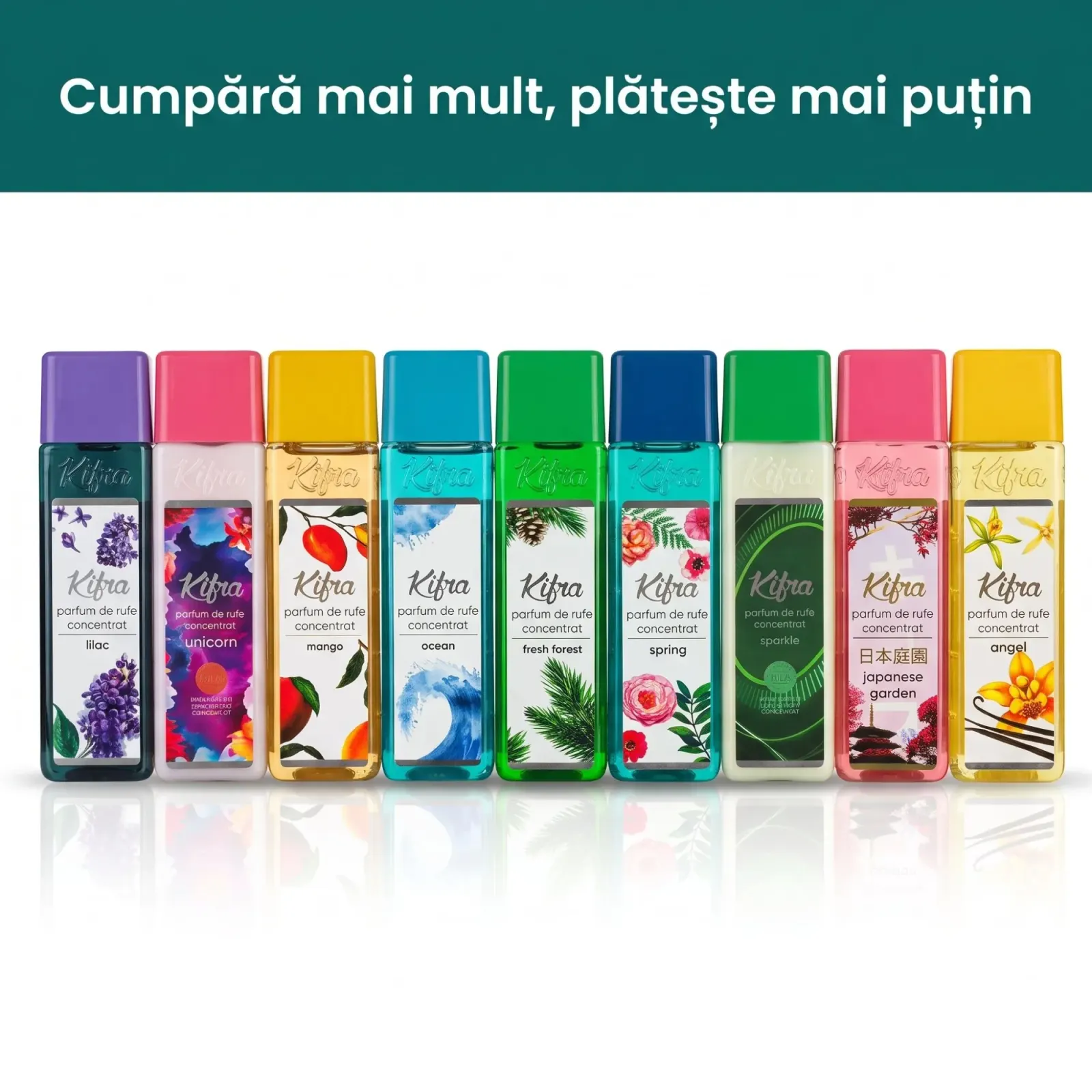 Kifra Concentrated Laundry Perfume Bundle – 9 Pack (200ml Each), Up to 720 Washes, Multi-Scent