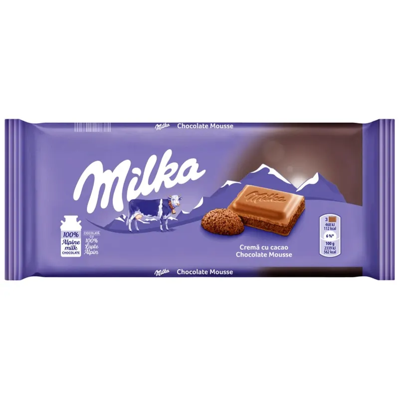 milka Ciocolata Aerata Lapte si Crema Cacao 100 g
