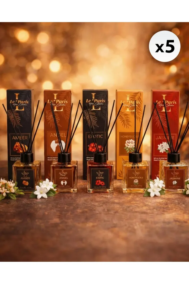 Room Freshener with Sticks 120ml x5 - Amber - Angel - Exotic - Jasmine - Honeysuckle