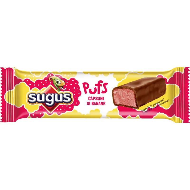 SUGUS Pufs Baton Capsuni si Banane 28 x 21 g
