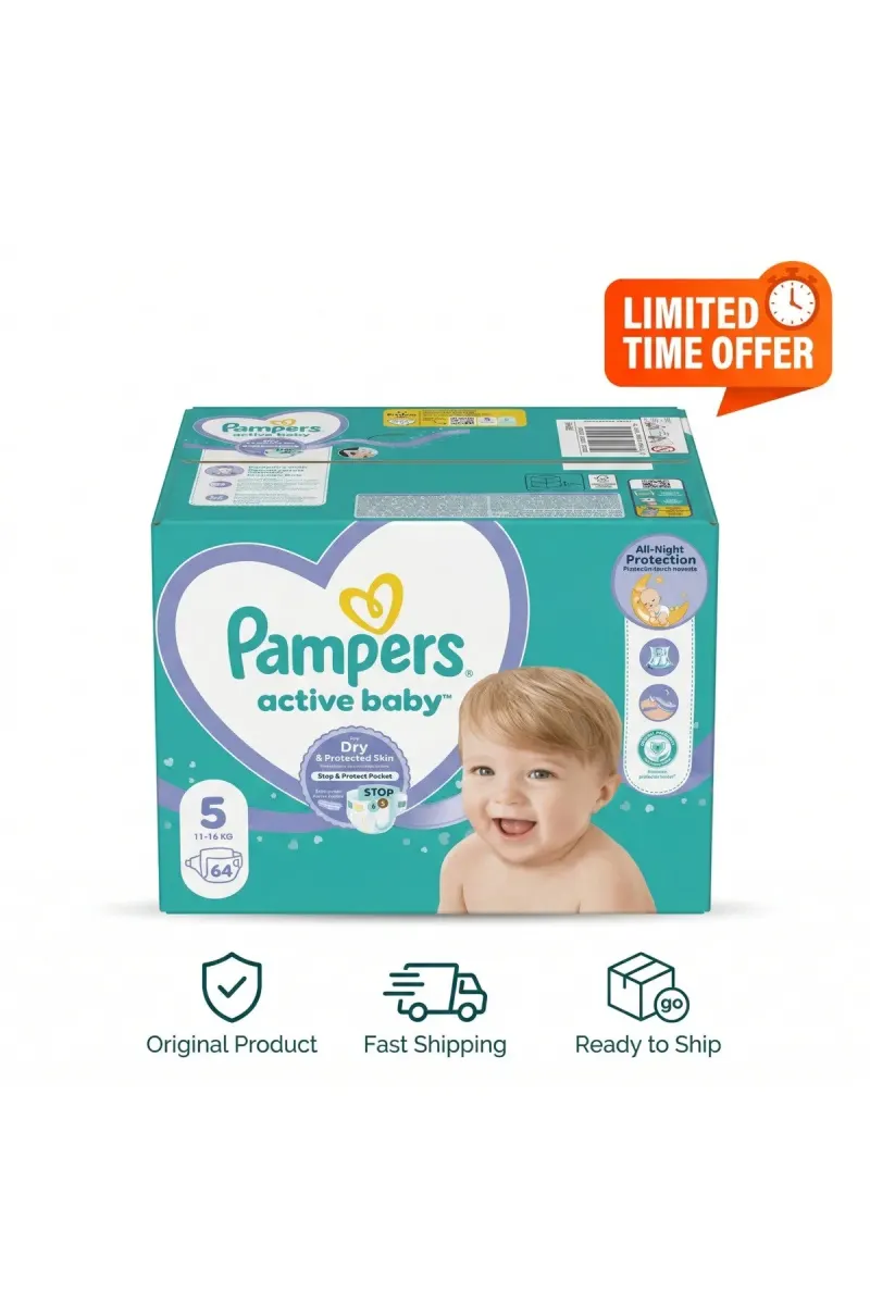 Diapers Box, Active Baby All Night Protection, Size 3 , Size 4, Size 5 , Size 6