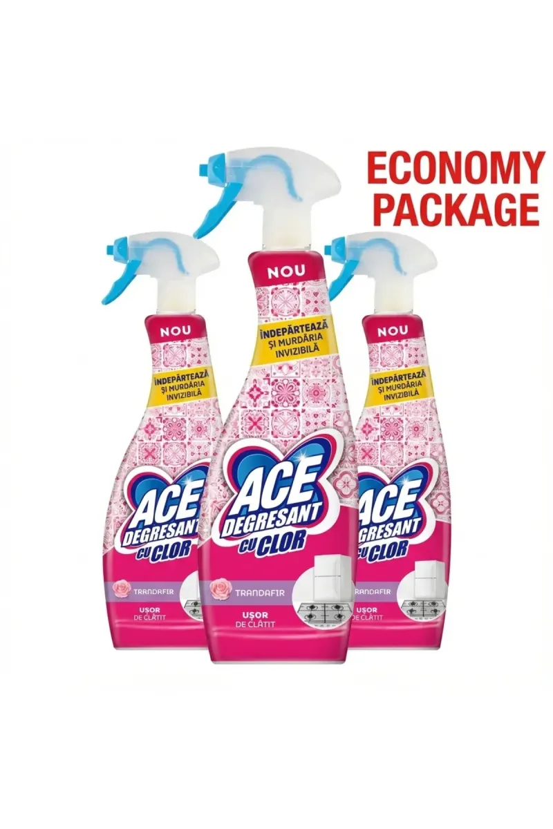 Spray, degreaser, for kitchen with chlorine, 3 x 650 ml