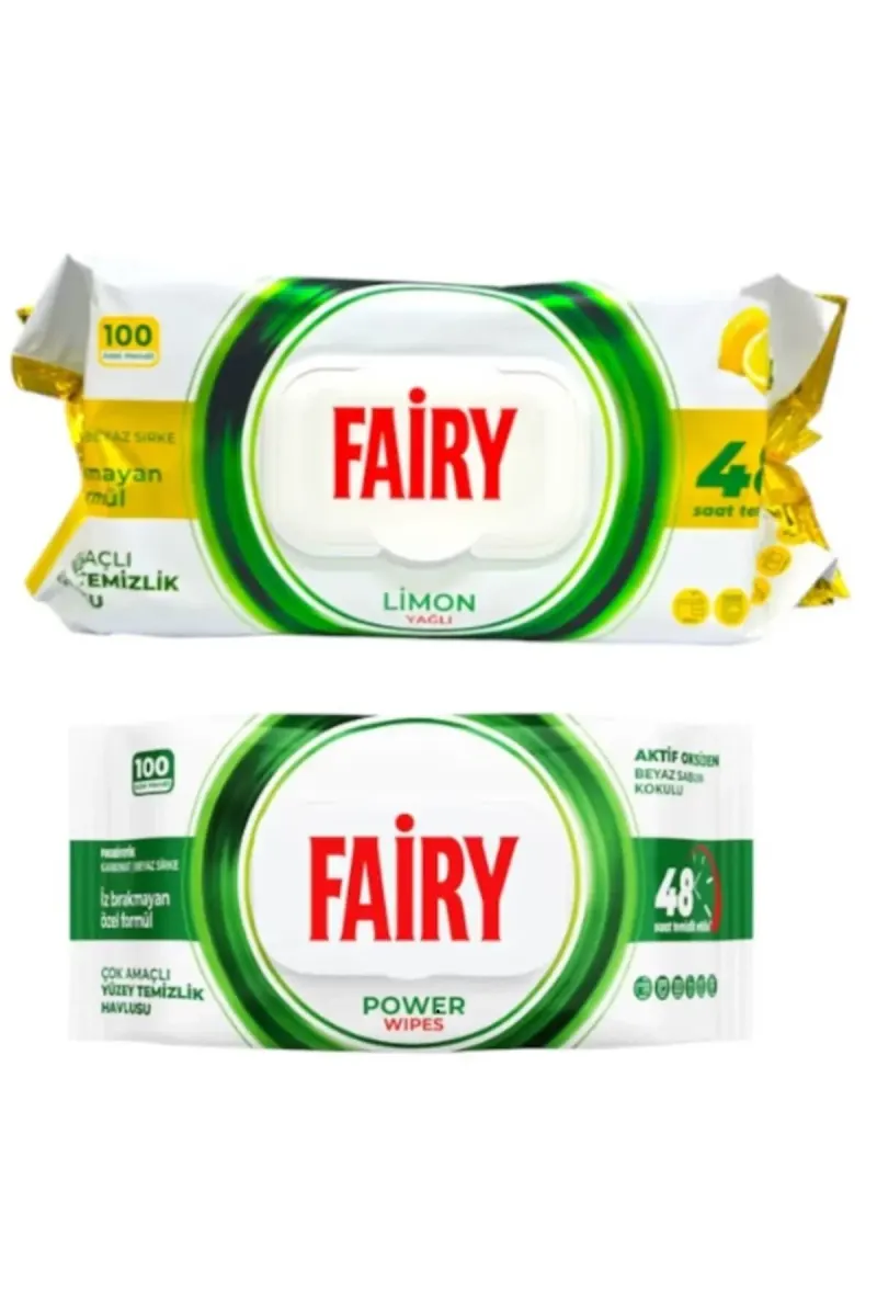 Set 2X Servetele umede Fairy, Universale, cu Otet si Bicarbonat, 100 bucati