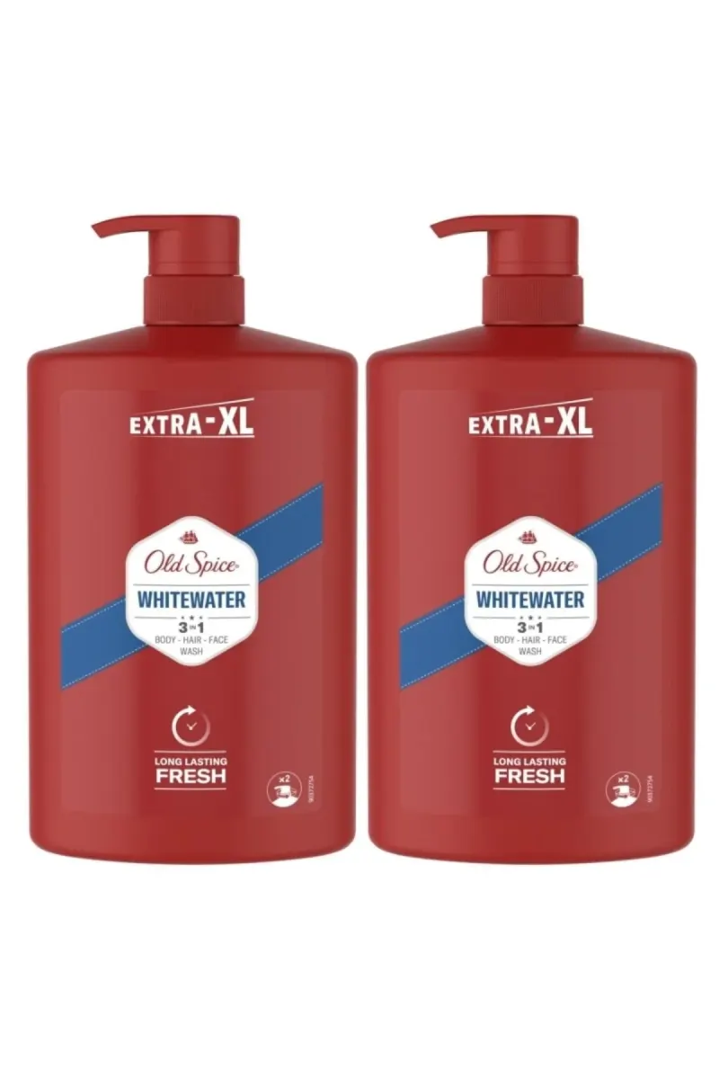 WhiteWater 3-in-1 shower gel and shampoo set for body, hair and face, 2 x 1000 ml