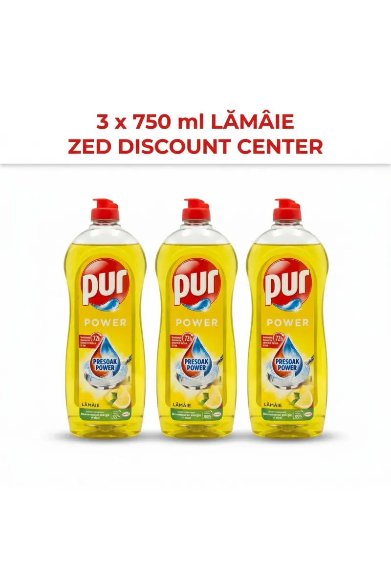 Pur Power Lemon Dishwashing Detergent, 3x 750ml