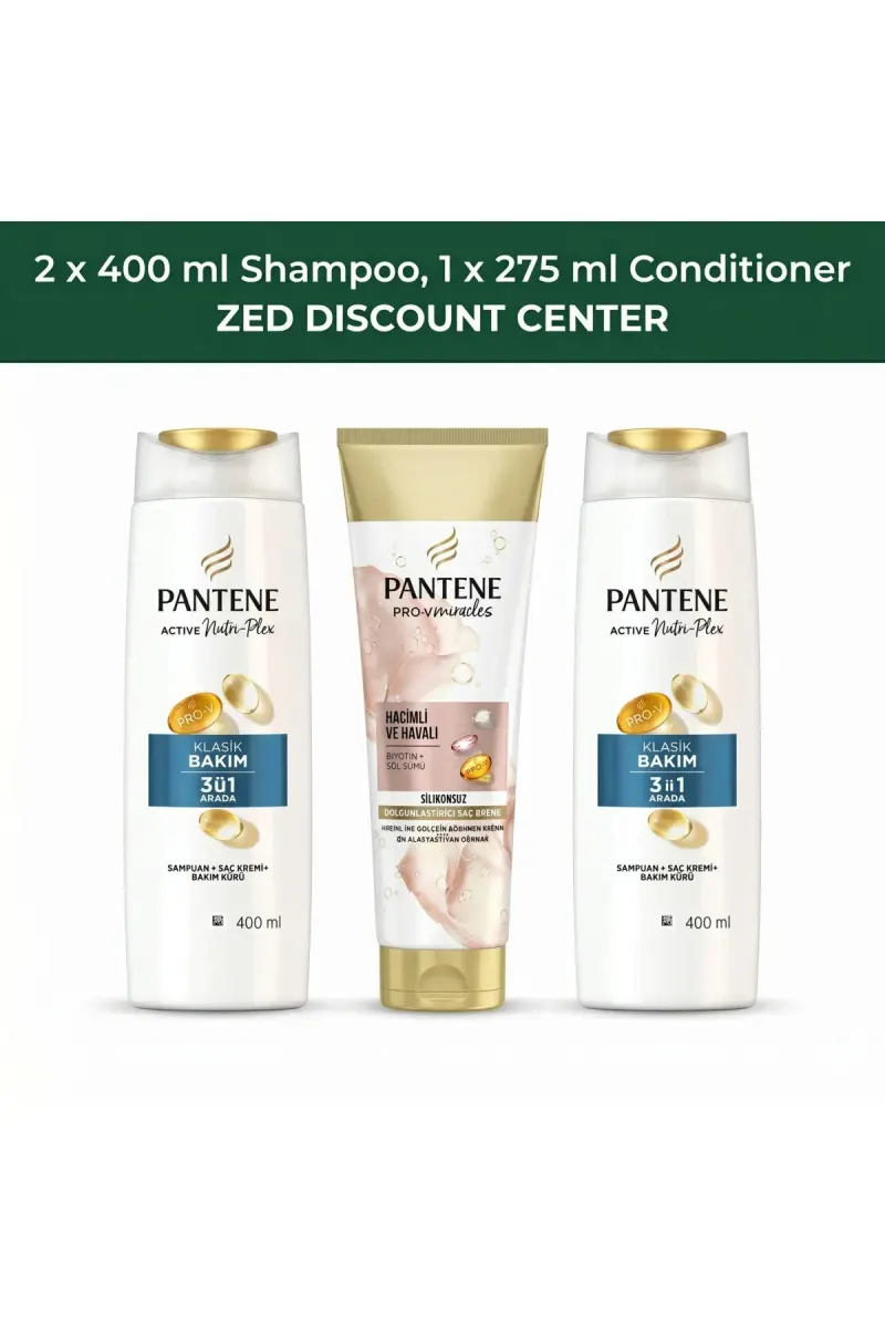 Hair Care Set: 2x Classic 3in1 Shampoo 400ml & Volumizing Conditioner 275ml