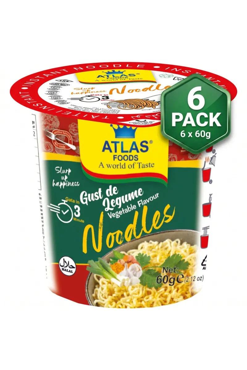 Foods Vegetable Cup Noodles (6 x 60g) - Ready in 3 Minutes, Convenient and Delicious!