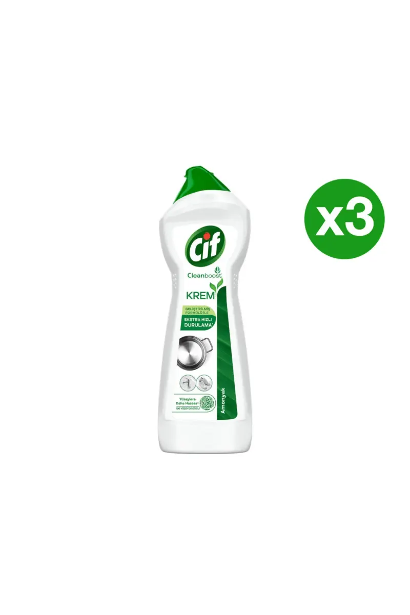 Cream Surface Cleaner with Ammonia, Grease and Limescale Remover, Stain Remover 750 ml x 3
