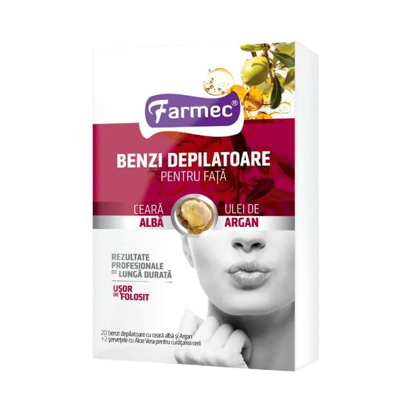 FARMEC Benzi Depilatoare Fata cu Argan 20 bucati