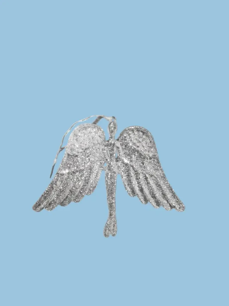 Decoratiune Ingeras cu Glitter Alb 15 x 11 x 1,5 cm