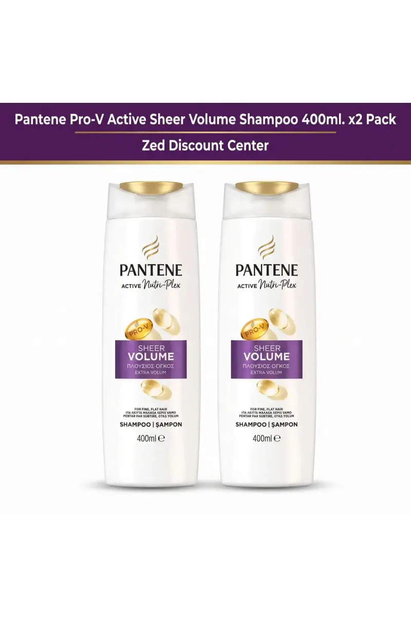 Pro-V Active Sheer Volume Shampoo 400ml. x2 Pack