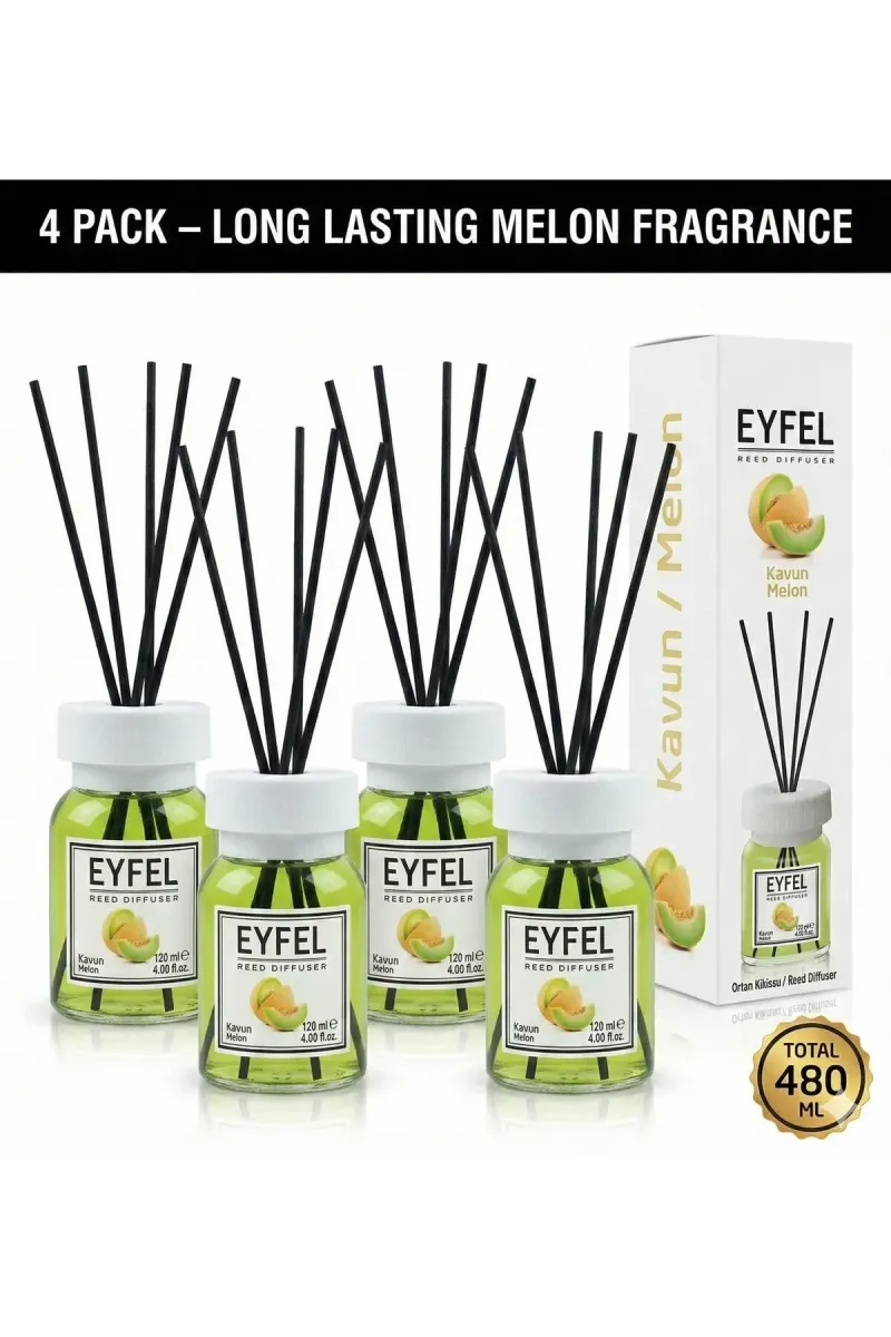 Room Freshener with Sticks, Melon, 120ml x4