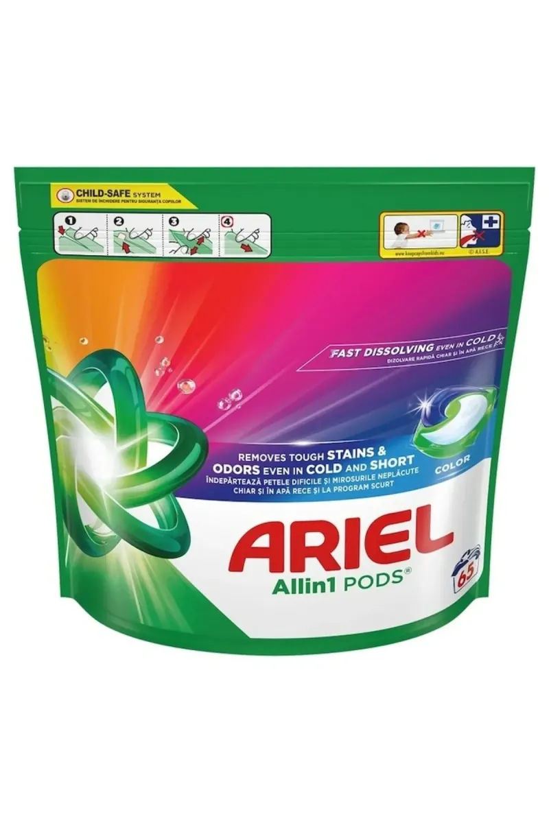 Ariel All in One PODS Color capsule laundry detergent, 65 washes