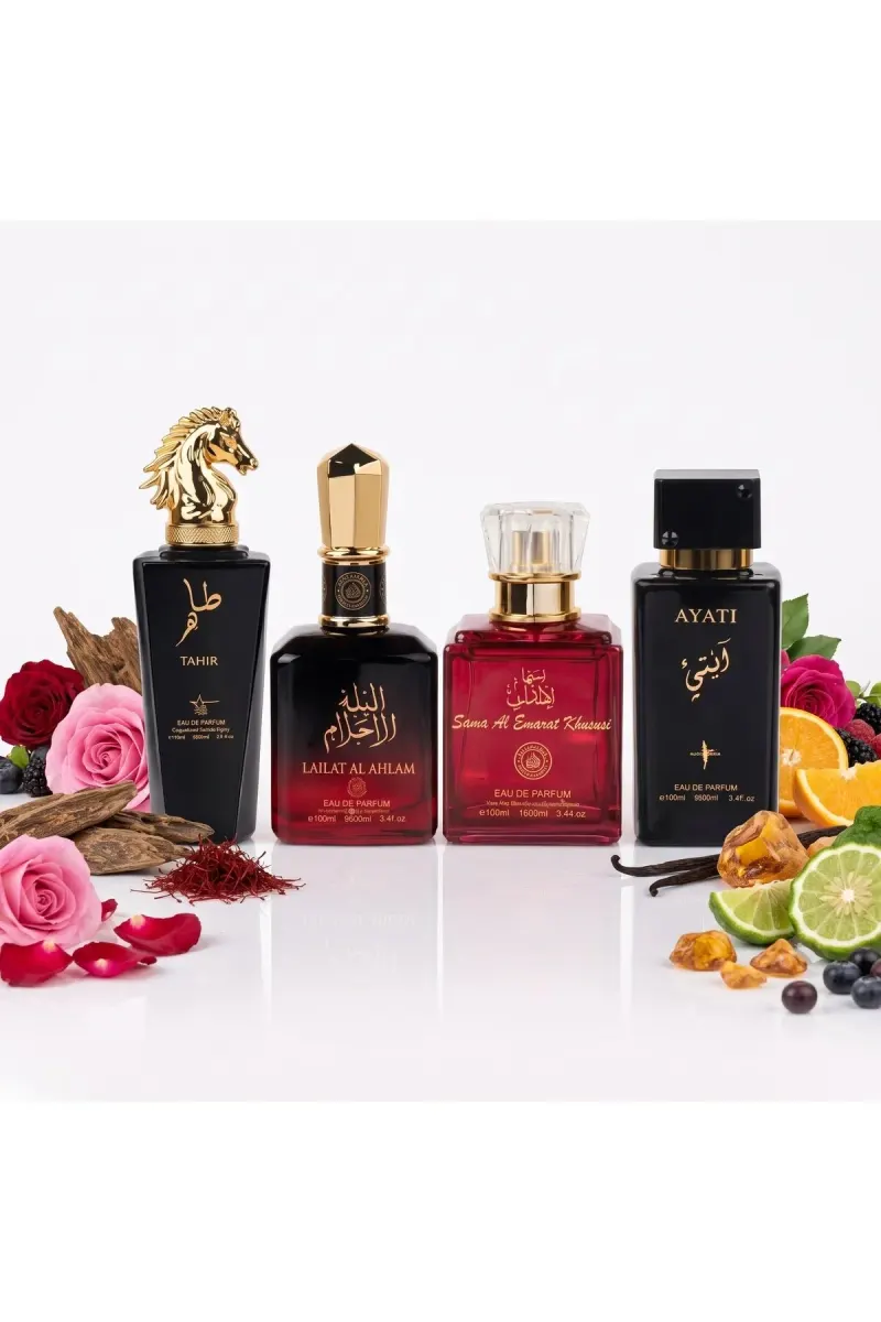 Set of 4 Oriental Perfumes (2xMan + 2xWoman) 100ML - Tahir + Lailat Al Ahlam + Sama Al Emarat Khususi + Ayati