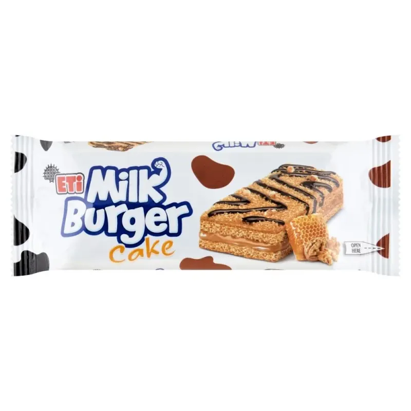 ETi Milk Burger Prajitura Crema de Lapte cu Miere si Nuca 27,5 g