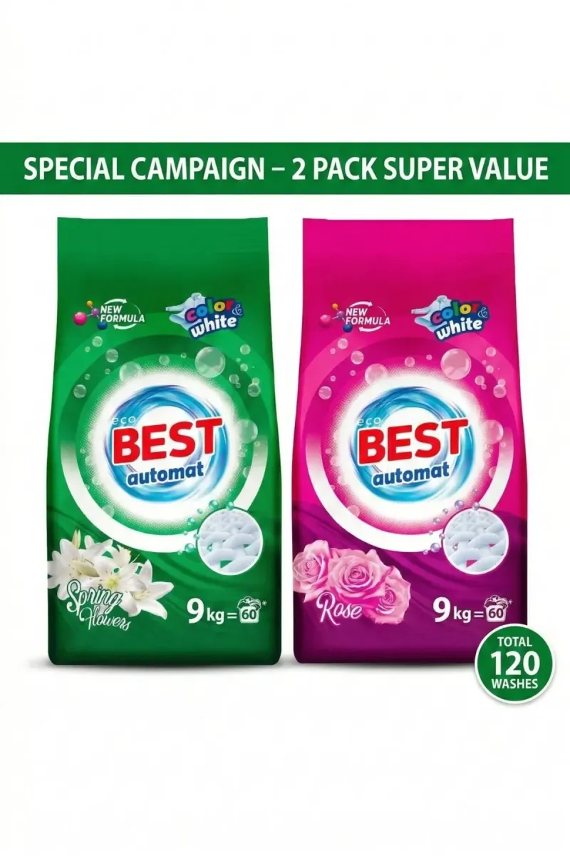 Powder Detergent - Economy Package Spring Flowers 9KG + Rose 9KG