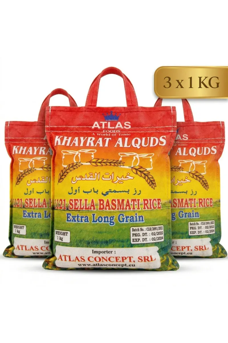 Premium Sella Basmati Rice - Extra Long Grain, Value Pack (3 x 1 KG)